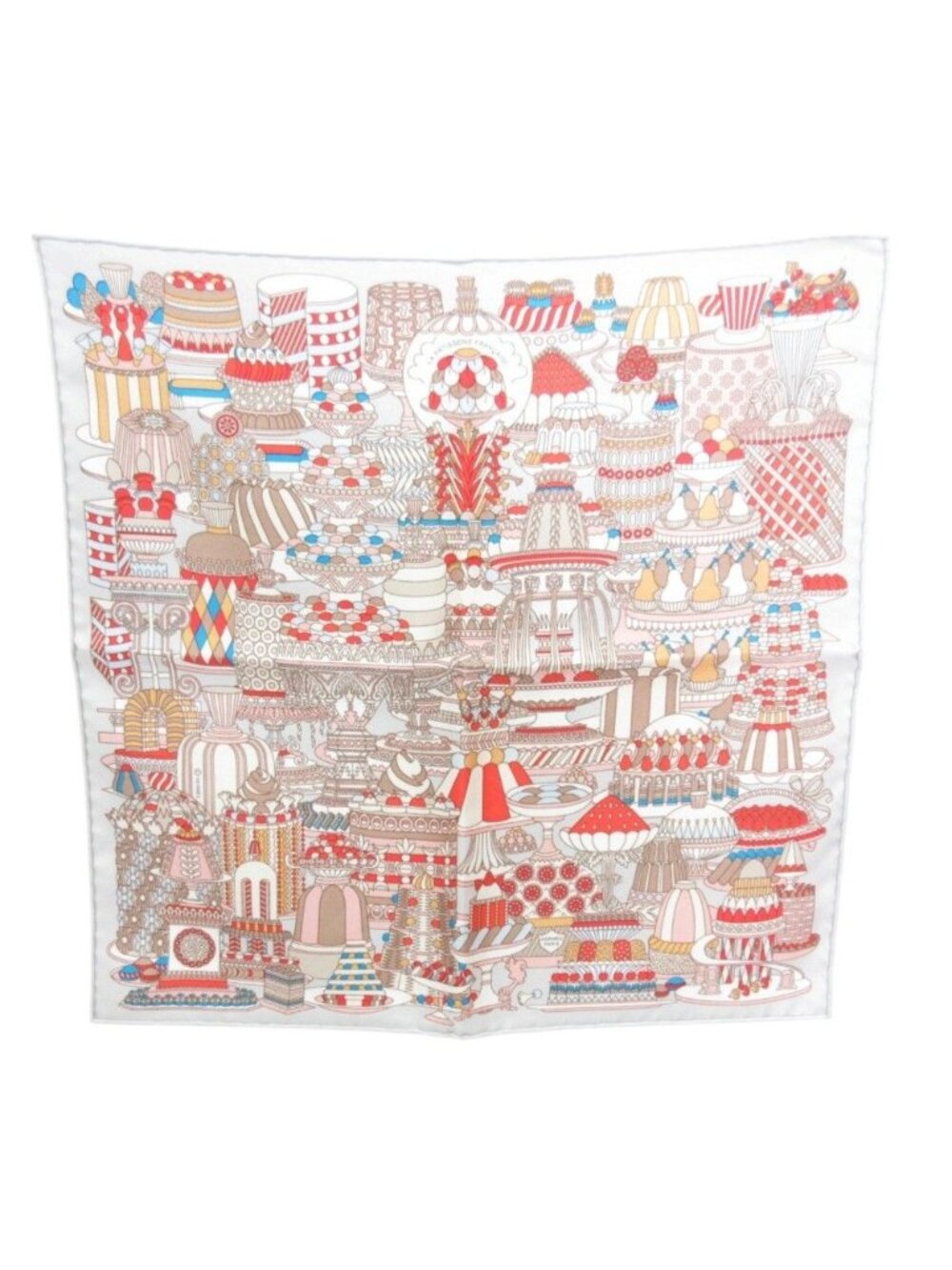Hermes la Patisserie Francaise Carre 45 Silk Scarf Gray